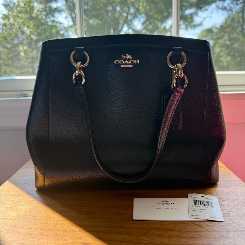Coach Minetta Black Leather Handbag (with strap and dust bag)
